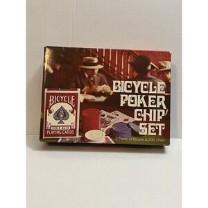 Vintage Sealed Bicycle Poker Chip Set 1980's 2 Decks Bicycle Rider Back Cards